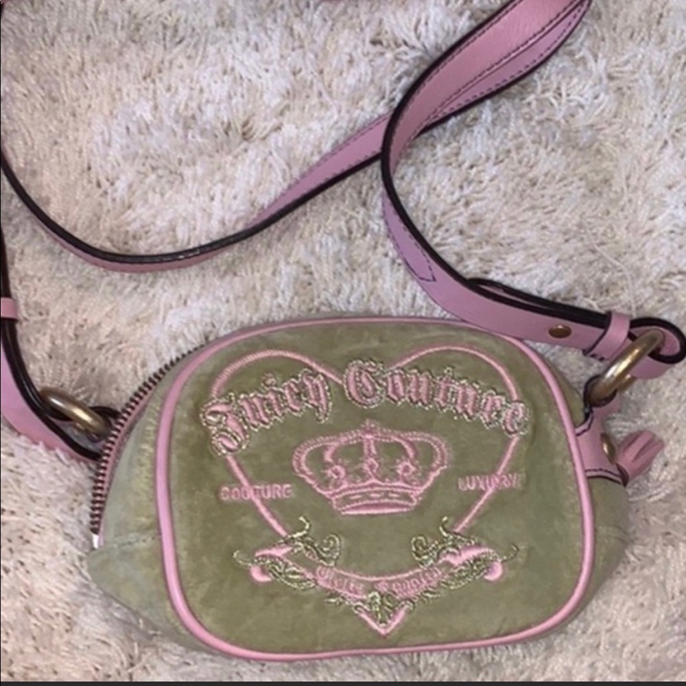 ISO- juicy couture green and pink cross body bag